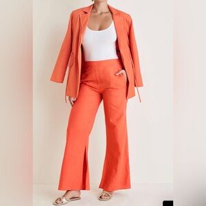 VENUS Wide Leg Pants Linen Side Slit Pant - Burnt Orange